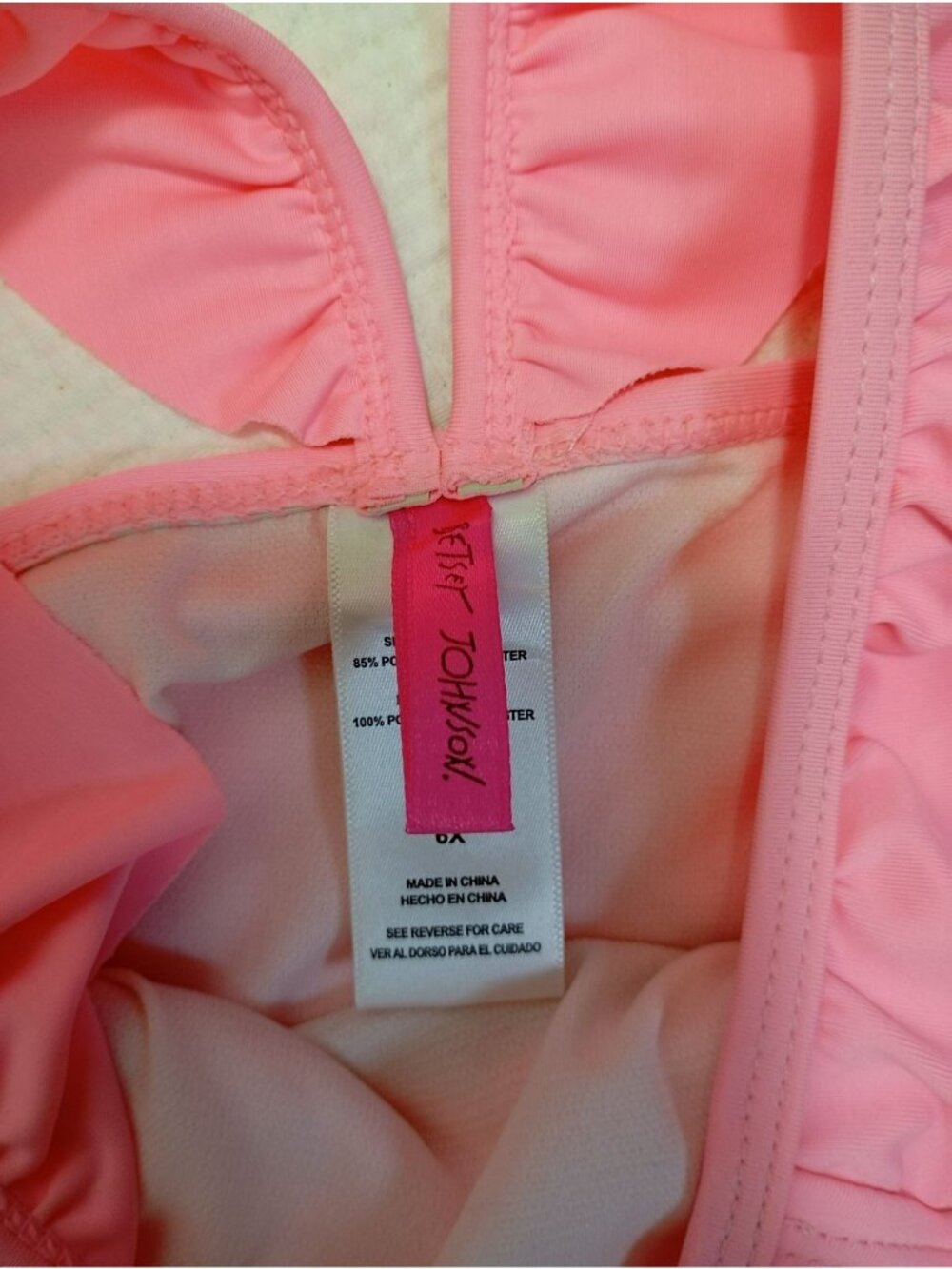 Betsey Johnson Girls Unicorn Ruffle One-Piece Swimsuit Pink Size 6X - Picture 5 of 6